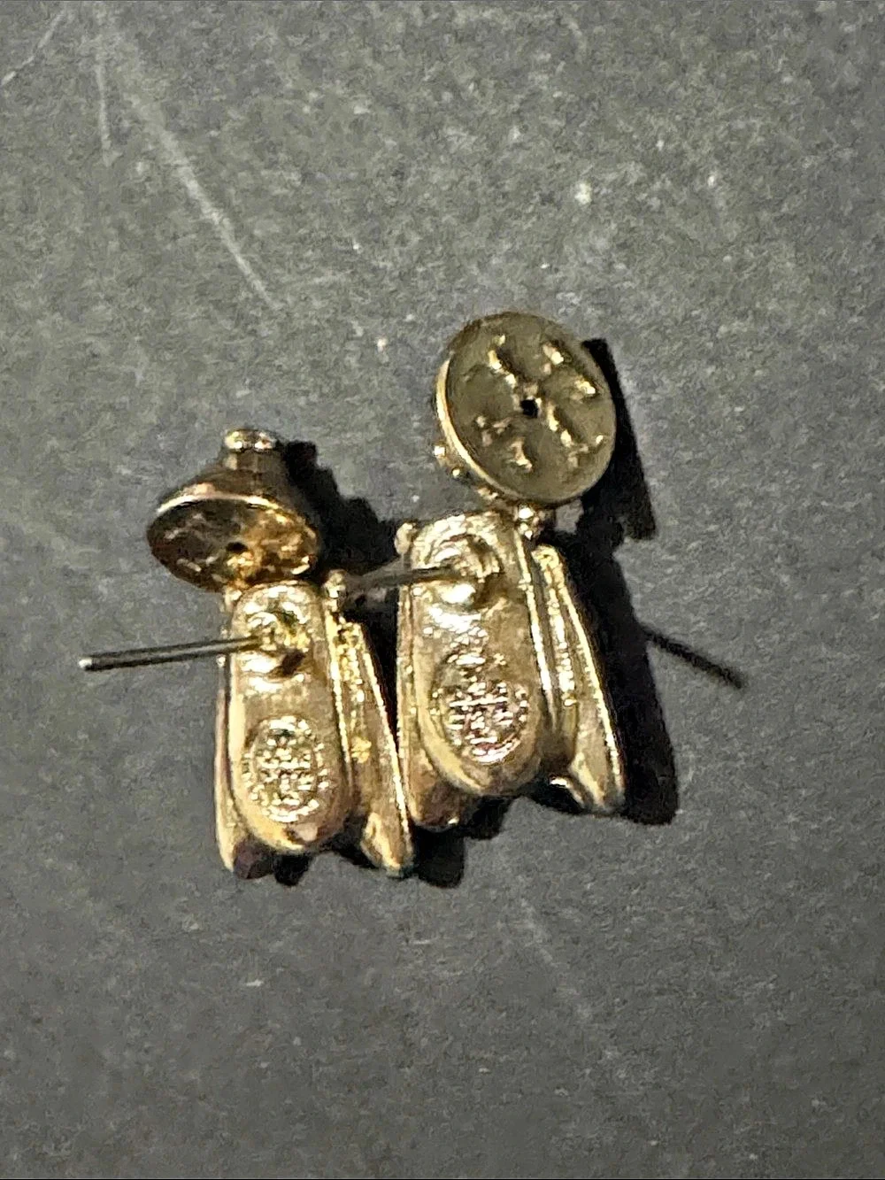 Tory Burch Gold-Tone Bee Stud Earrings with White Enamel Like New
